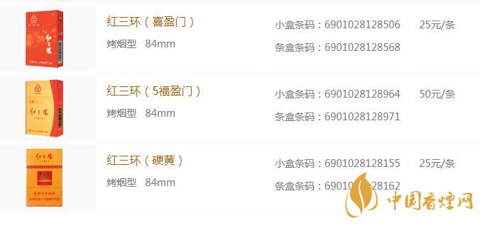 紅三環多少錢一包  紅三環香煙價格表大全