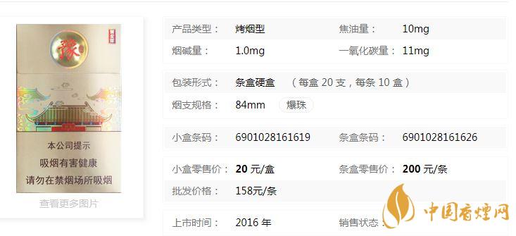 黃金葉豫煙2號香煙價格及參數一覽
